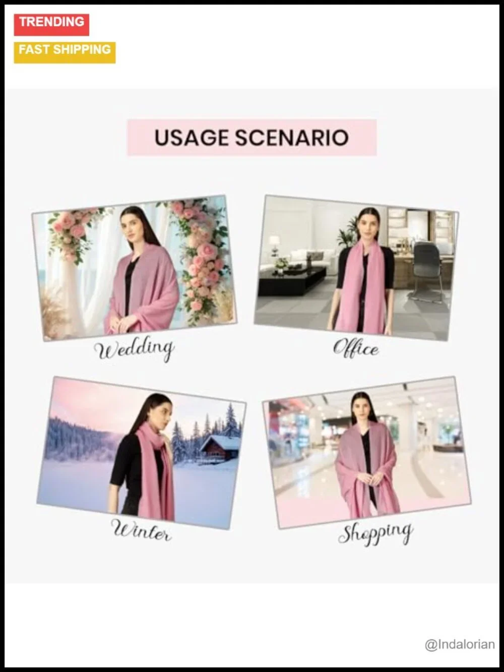 Lightweight Cashmere Wrap Shawl Travel Pashmina Scarf